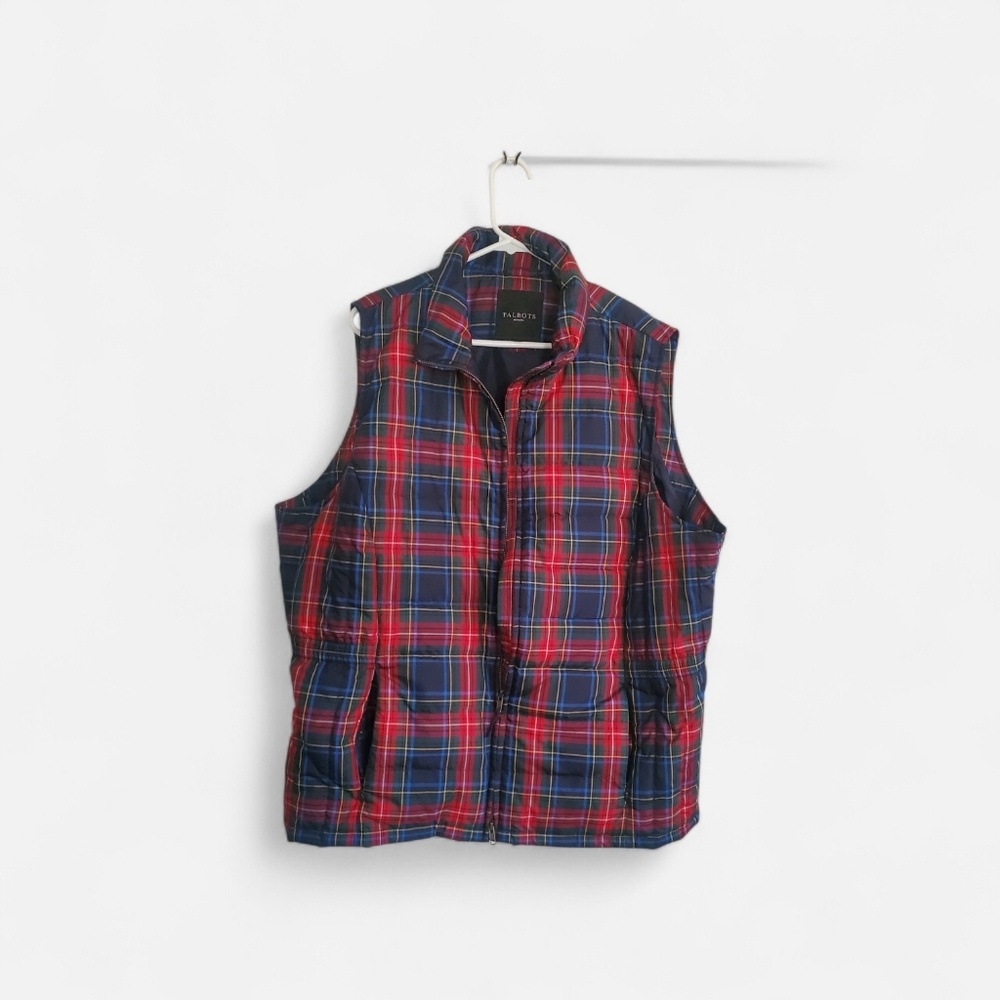 Talbots Plaid Sleeveless Full Zip Vest Size 3X
